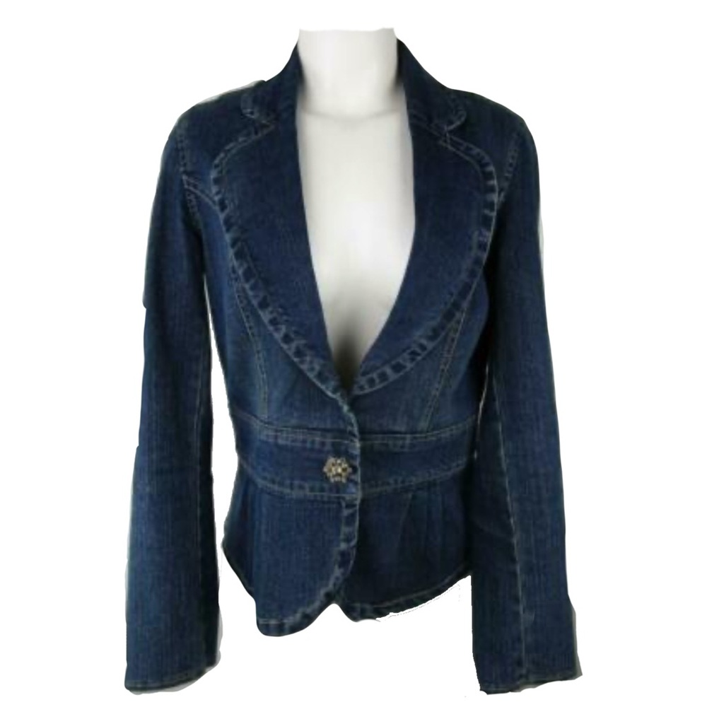 Kikit Jeans Blazer Jacket Y2K Medium red corduroy decorative button detail SZ M